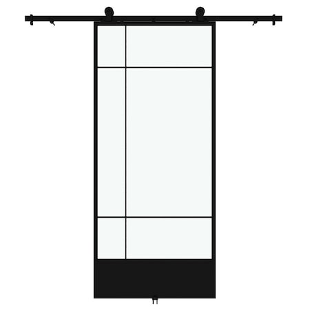 Renin Bastille Clear Glass Metal Barn Door with Installation Hardware Kit 37 in. KMCTBTC-37BL